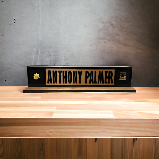Personalized 17" Wood & Acrylic Military Name Plate