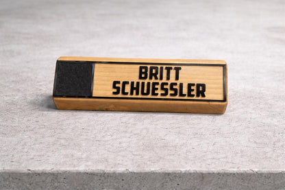 Personalized Wooden Desk Name Plate with 1 Insignia Box