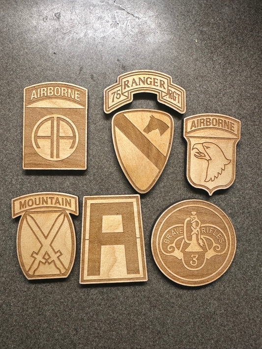 U.S. Army Wooden Patch Wall Hangings