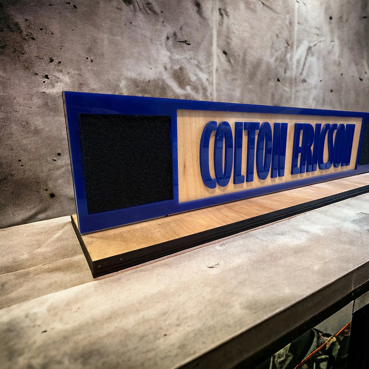 Personalized 17" Wood & Acrylic Military Name Plate