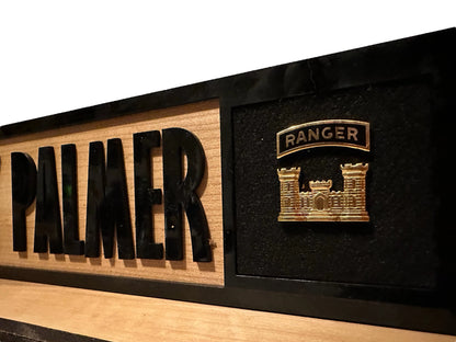 Personalized 17" Wood & Acrylic Military Name Plate